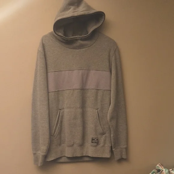 Jack & Jones - Gray Hoodie with Mesh Accent - Picture 1 of 6